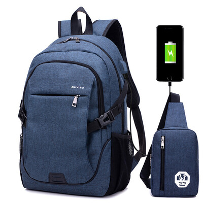 

USB charging double shoulder computer bag large capacity unisex travel bag