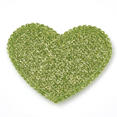 

Glitter PU Patches with Non Woven Fabric Back&Sponge Inside Heart Green 44x53x45mm