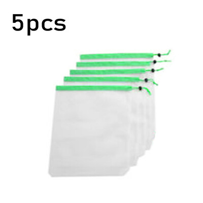 

5pcs Reusable Produce Bags Drawstring Mesh Vegetable Fruit Toys Storage Pouch