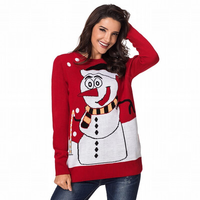 

Round neck long sleeve pattern knit casual pullover sweater warm sweater