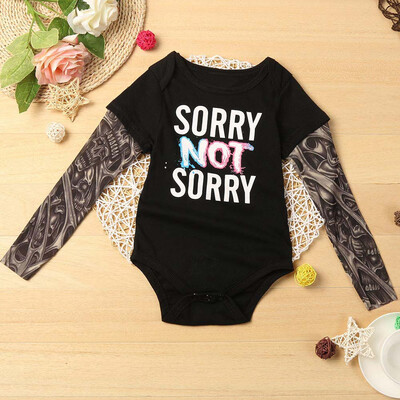 

Infant Kids Baby Boys Tattoo Sleeve Letter Romper Jumpsuit Outfits Clothes 90