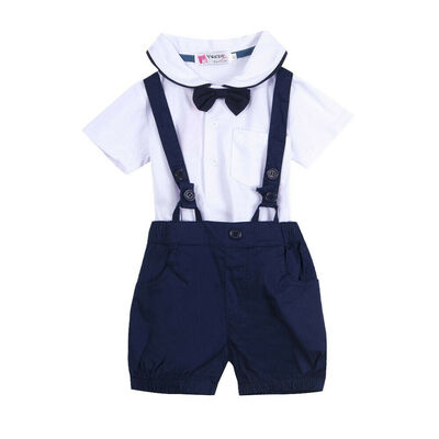 

Toddler Infant Baby Boy Short Sleeve T-shirt TopsBib Pants Sunsuit Clothes 2pcs