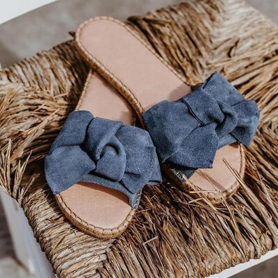 

Rose Rome Women Summer Butterfly-Knot Slipper Flat Beach Slippers Open Toe Sandals