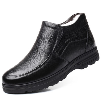 

YONGHENGMEILI Genuine leather high to help mens cotton shoes 7171