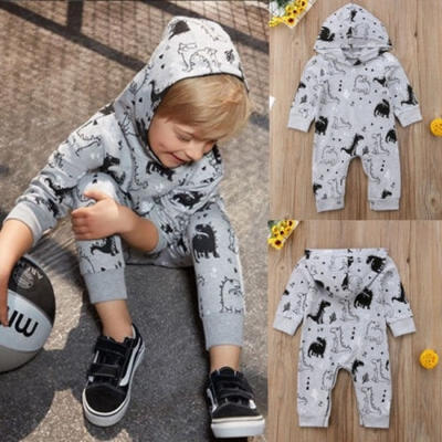 

Newborn Baby Boys Girls Dinosaur Hooded Romper Bodysuit Jumpsuit Outfits Clothes