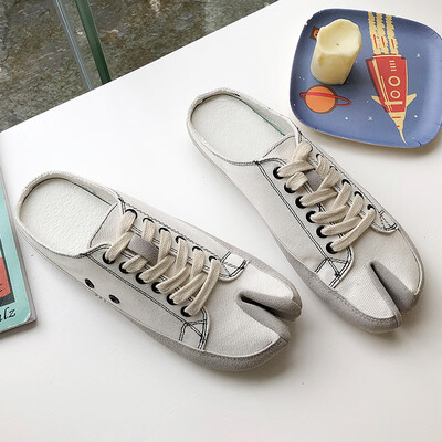 

Summer Korean version of Joker Baotou half slipper lace casual wear toe canvas sandals womens shoes tide