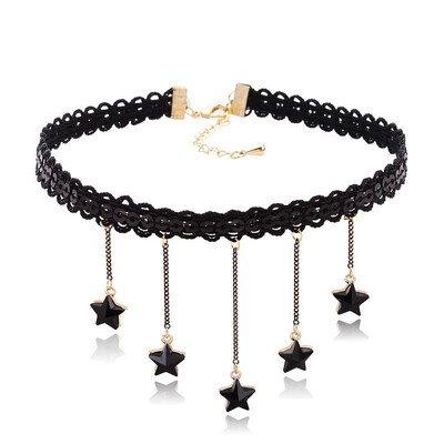 

Fringed Necklace Collar Short Clavicle Chain Black Lace Neckband