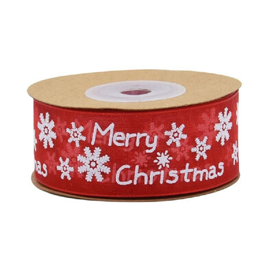 

2019 new cross-border printing mother Christmas ribbon Christmas tree decoration material gift wrapping snowflake tape Red