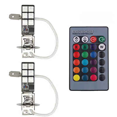 

H3 5050 12SMD RGB Auto Car Headlight Fog Light Lamp Bulb 360 Degree Lighting with Remote Control DC 12V