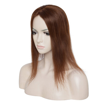 

Hand Made Silk Top Human Topper Hair Piece With Clips in Hair Natural Black For Hair Loss Women
