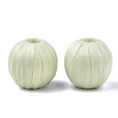 

Handmade Raffia Woven Beads with Wood Inside Round LightGreen 1718x1718mm Hole 6mm