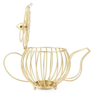 

Greensen Wrought Iron Candlestick Metal Tea Pot Shaped Hollow Design Candle Holders Home Decor