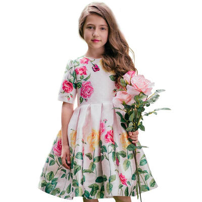 

Summer Fashion Pleated Dresses Girls Holiday Cute High Waist A-Line Dress