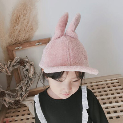

Fall&Winter Childrens New Lovely Rabbit Ear Baseball Cap Korean Chao Outdoor Warm Cashmere Duck Tongue Cap