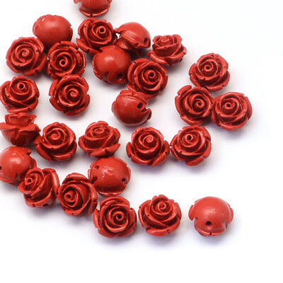 

Flower Cinnabar Beads FireBrick 1112x9mm Hole 12mm