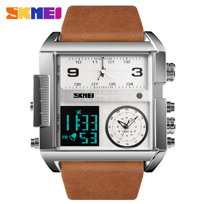 

SKMEI New Men Fashion Watches Sports Military Watches Leather Quartz Waterproof Digital Wristwatches Male Clock 1391