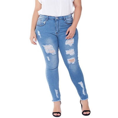 

Gobestart Plue Size Women Hight Waisted Denim Jeans Stretch Slim Pants Length Jeans