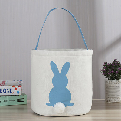 

Siaonvr Easter Egg Basket Holiday Rabbit Bunny Printed Canvas Gift Carry Eggs Candy Bag