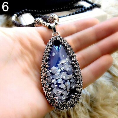 

Colorful Shell Faux Opal Statement Bib Pendant Necklace Sweater Chain Gift