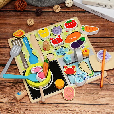 

YIWULAWooden Childrens Kitchen Vegetables toys Puzzle Jigsaw Educational Toy For Kids