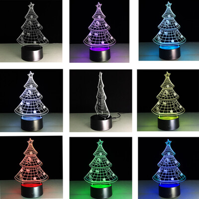 

〖Follure〗Christmas tree3D Night Light Table Desk Lamp 7 Colors 3D Optical Illusion Lights