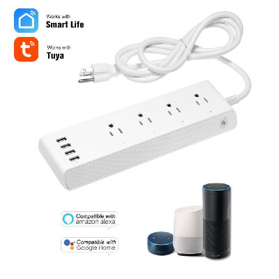 

Smart WIFI Power Strip with 4 AC Outlets for Individually Controlled 4 USB Charging Ports Support Phone App Control Timing Functio