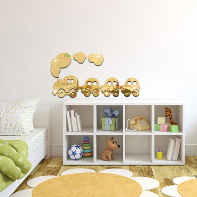 

〖Follure〗Acrylic 3D Cute Train Combination Mirror Effect Wall Sticker Decal Home Decor GD