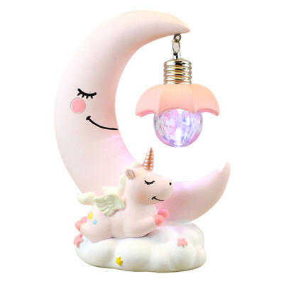 

Cartoon Moon Resin LED Night Light Kids Bedroom Decor Lighting Lamp Gift