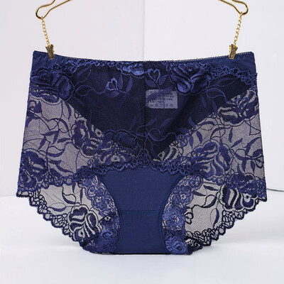 

Women Sexy Lace Plus Size Panties Seamless Breathable Panty Transparent Hollow design Briefs Female Solid Color Underwear