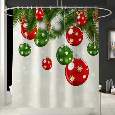 

〖Follure〗Santa Christmas Print Toilet Bathroom Mat And Shower Curtain Four-Piece Set