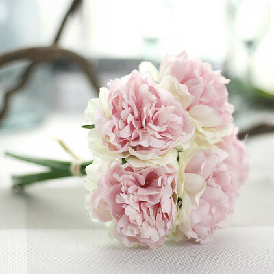 

Gobestart Artificial Silk Fake Flowers Peony Floral Wedding Bouquet Bridal Hydrangea A