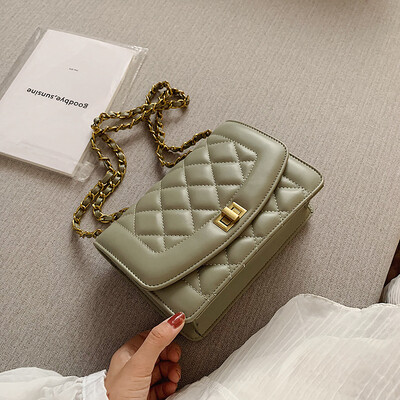 

Qiao Bani 2019 new Korean fashion Dongdaemun simple rhombic chain flip bag shoulder diagonal female bag