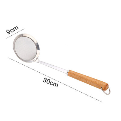 

Wooden Handle Stainless Steel Filter Flour Sieve Colander Spoon Kitchen Cookware