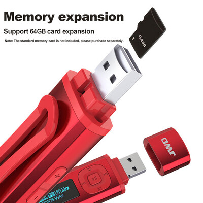

JWD JWM-102 8GB MP3 Player Mini Voice Recorder Digital Music Player Back Clip U Disk Function TF Card Slot FM Radio Display Screen
