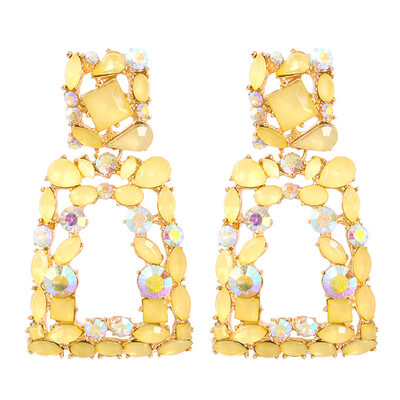 

Solememo Trendy New ZA Shining Crystal Drop Dangle Earrings For Women Wedding Party Geometric Rhinestone Earrings Jewelry E6466