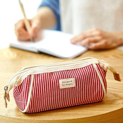 

Toponeto Canvas Large Capacity Pencil Case Multifunctional Zipper School Portable Simple