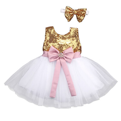 

0-5Tborn Baby Girl 3 Color Dress Big Bow Net Yarn Short-Sleeved Birthday Party Princess Wedding Dress