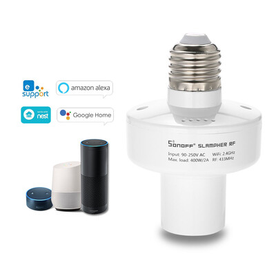 

eWeLink Slampher ITEAD WiFi Smart Light Bulb Holder 433MHz RF E27 Wireless Lamp Holder Works with Amazon Alexa & for Google HomeN