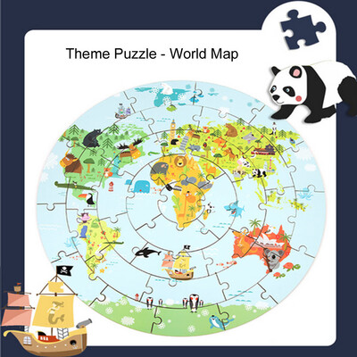 

Gotoamei 36 Pcs Wooden World Map Puzzle KidsBaby Early Learning Development Toy Set