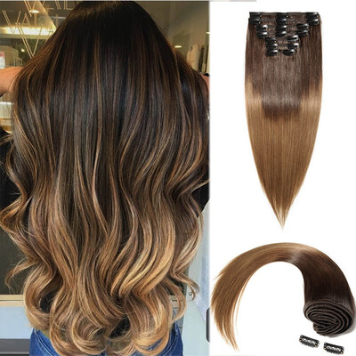 

100 Remy Human Hair Real Thick Clip In Human Hair Extension 8 pcs
