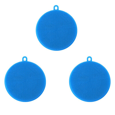 

Toponeto 3Pcs Silicone Dish Washing Sponge Scrubber Kitchen Cleaning antibacterial Tool