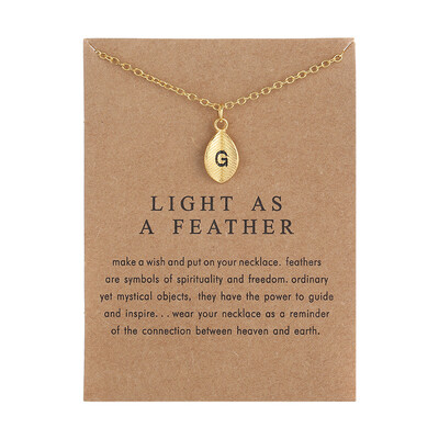

New Arrived Leaves Light As A Feather Personality 26 English Letters Alphabet Necklace Alloy Pendant