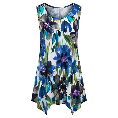 

Nomeni Crew Neck Women Summer Sleeveless Tops Daytime Casual Print Blouse