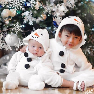 

US Newborn Baby Girl Boy Fleece Clothes Snowman Romper Bodysuit Jumpsuit Outfits