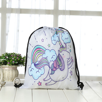 

Cute Unicorn School Bag Women Girl Drawstring Backpack Handbag Rainbow Unicorn Sport Bags Travel Backpack
