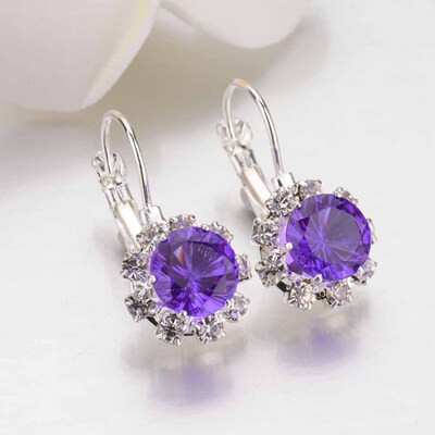 

Fashion Women Ladies Jewelry Silver Sapphire Dangle Wedding Hoop Heart Earrings Gifts