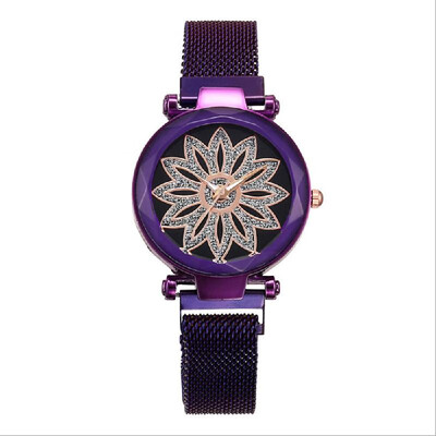 

Fashionanle Stylish Casual Flower Starry Dial Face Women Watch Wristwatch with Magnet Strap Band