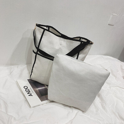 

Tailored Fashion Women Canvas Pure Color Shoulder Bags Large Capacity Shopping Bags