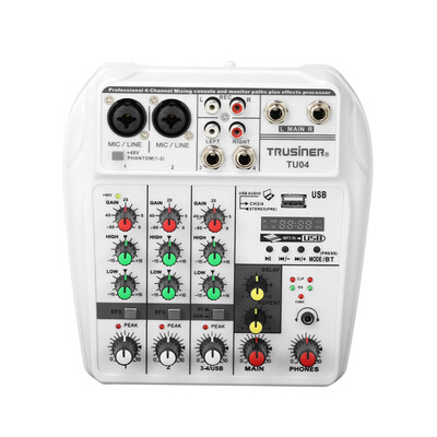 

Portable 4-Channel BT Sound Mixing Console Digital Audio Mixer Built-in Reverb Effects for Recording DJ Network Live Broadcast