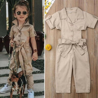 

Kids Girl Fashion Edgy Midriff Bib Pants Romper Jumpsuit Tooling Clothes Outfit